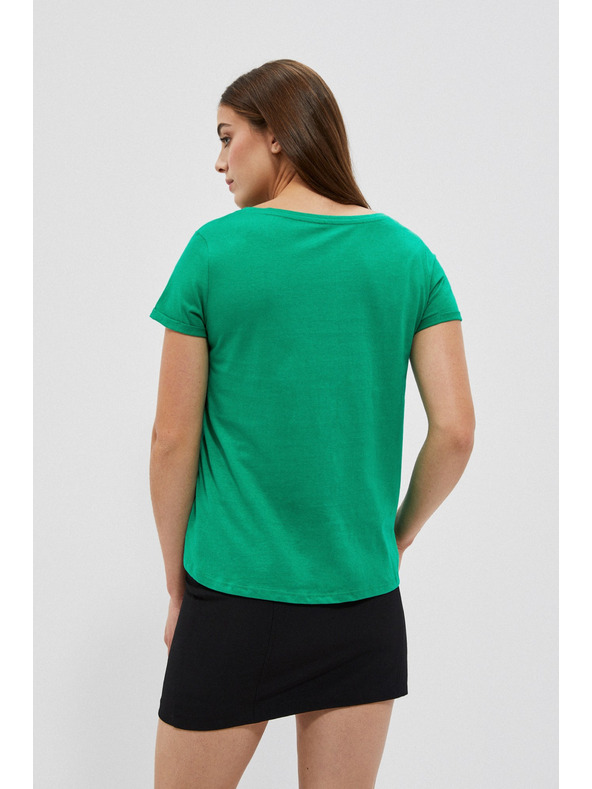 Moodo Bavlnené tričko s vreckom zelené Moodo