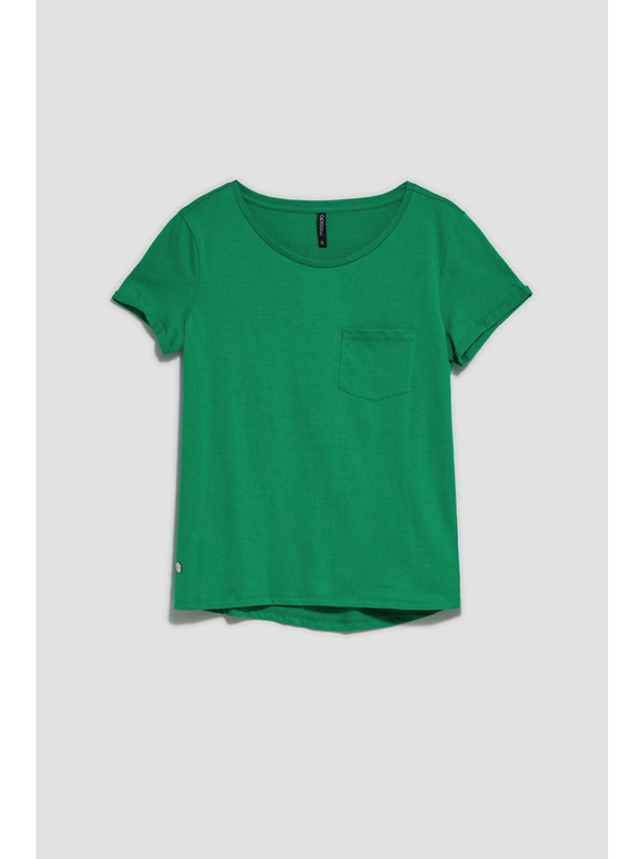 Moodo Bavlnené tričko s vreckom zelené Moodo