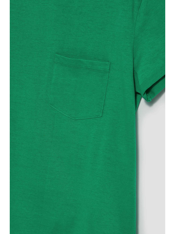 Moodo Bavlnené tričko s vreckom zelené Moodo
