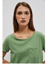 Moodo Bavlnené tričko s okrúhlym výstrihom a vreckom olivové Moodo