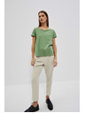 Moodo Bavlnené tričko s okrúhlym výstrihom a vreckom olivové Moodo