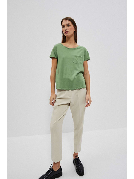 Moodo Bavlnené tričko s okrúhlym výstrihom a vreckom olivové Moodo