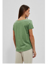 Moodo Bavlnené tričko s okrúhlym výstrihom a vreckom olivové Moodo