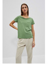 Moodo Bavlnené tričko s okrúhlym výstrihom a vreckom olivové Moodo
