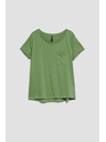 Moodo Bavlnené tričko s okrúhlym výstrihom a vreckom olivové Moodo