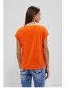 Moodo Tričko s výstrihom do V a potlačou oranžové Moodo