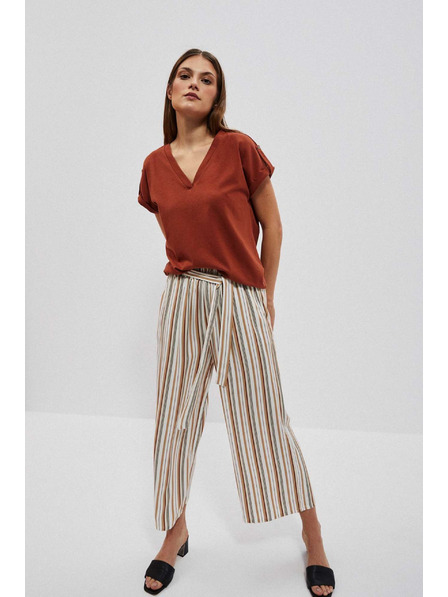 Moodo Blúzka s výstrihom do véčka hnedá Moodo