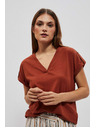 Moodo Blúzka s výstrihom do véčka hnedá Moodo