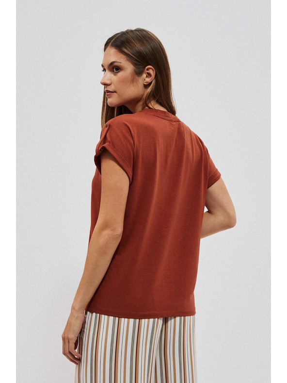 Moodo Blúzka s výstrihom do véčka hnedá Moodo