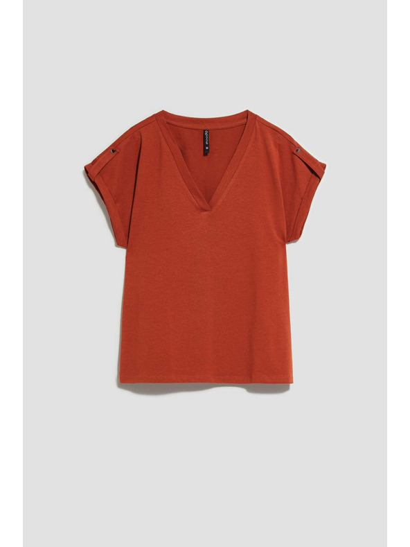 Moodo Blúzka s výstrihom do véčka hnedá Moodo