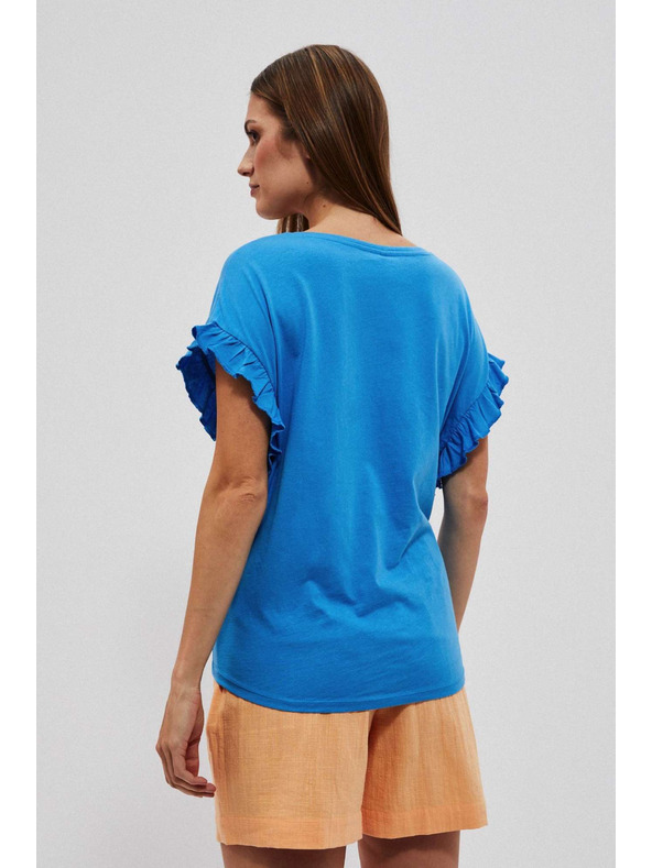 Moodo Blúzka s nápisom a volánikom na rukáve Moodo