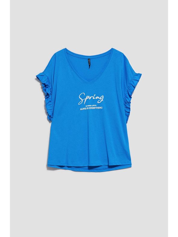 Moodo Blúzka s nápisom a volánikom na rukáve Moodo