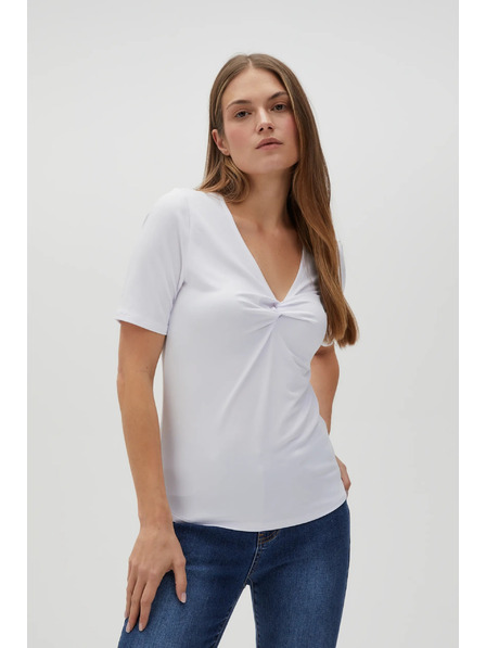 Moodo Biela blúzka s ozdobným výstrihom Moodo