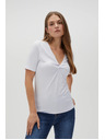 Moodo Biela blúzka s ozdobným výstrihom Moodo