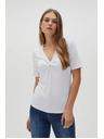 Moodo Biela blúzka s ozdobným výstrihom Moodo