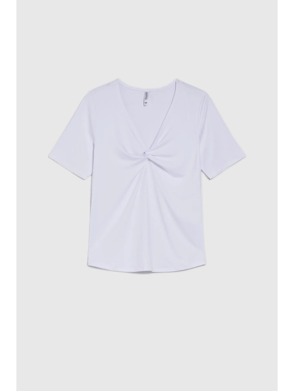 Moodo Biela blúzka s ozdobným výstrihom Moodo