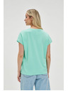 Moodo Bavlnené tričko s výstrihom do véčka mätové Moodo