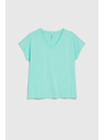 Moodo Bavlnené tričko s výstrihom do véčka mätové Moodo