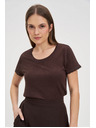 Moodo Hnedé tričko s krátkym rukávom Moodo