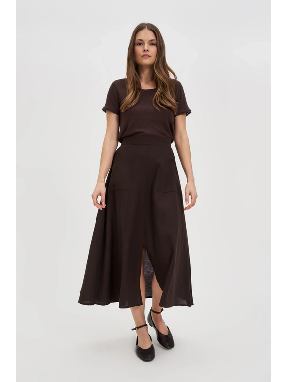 Moodo Hnedé tričko s krátkym rukávom Moodo