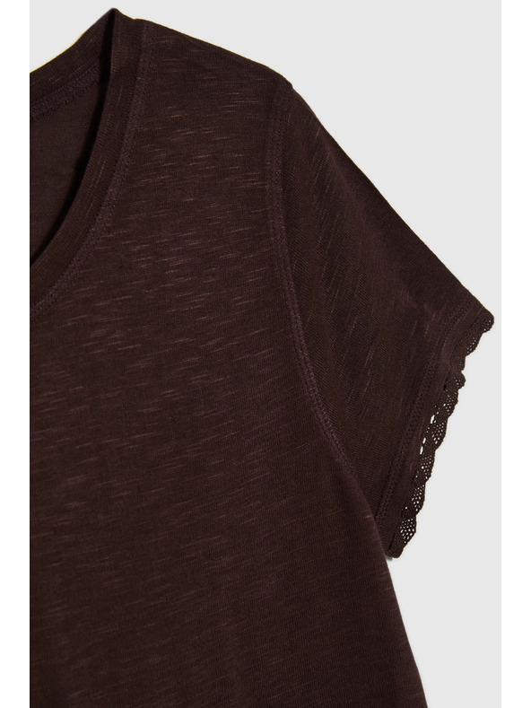 Moodo Hnedé tričko s krátkym rukávom Moodo