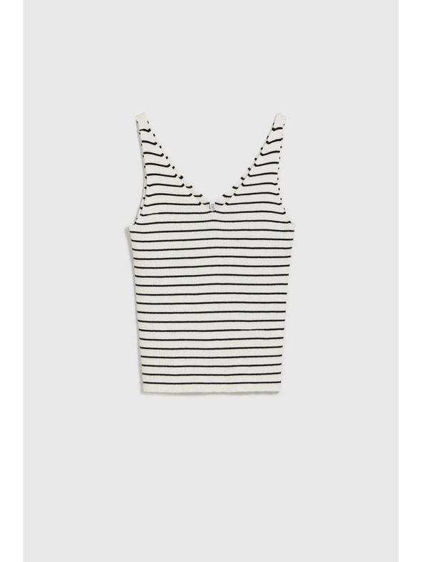 Moodo Bavlnený top v pruhoch béžový Moodo