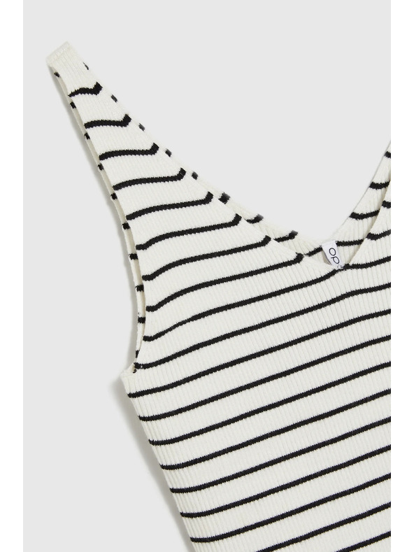 Moodo Bavlnený top v pruhoch béžový Moodo