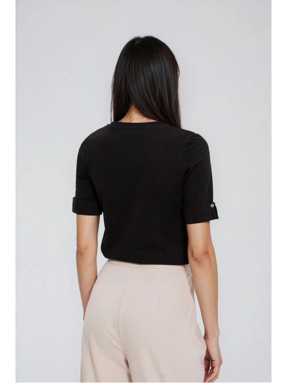 Moodo Bavlnené tričko čierne Moodo