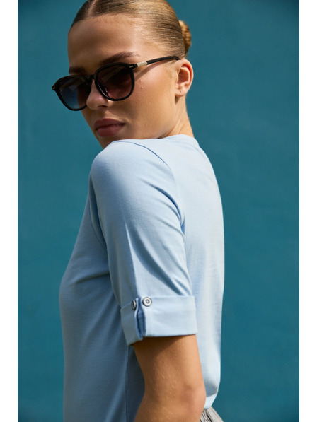 Moodo Bavlnené tričko svetlomodré Moodo