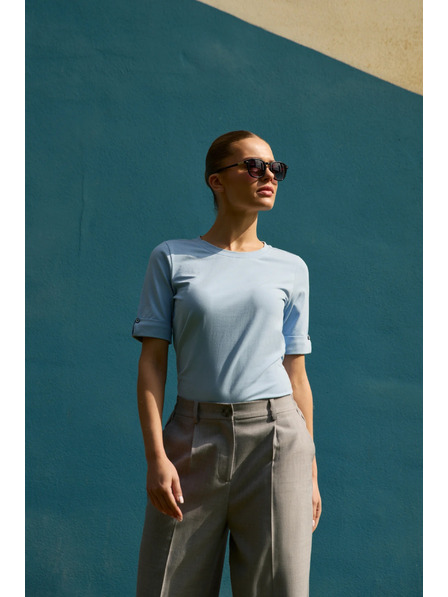 Moodo Bavlnené tričko svetlomodré Moodo