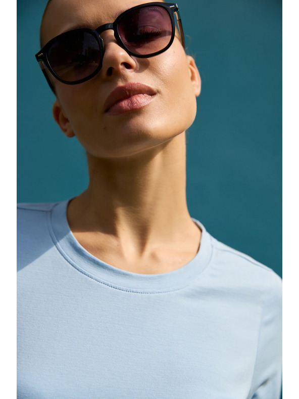 Moodo Bavlnené tričko svetlomodré Moodo