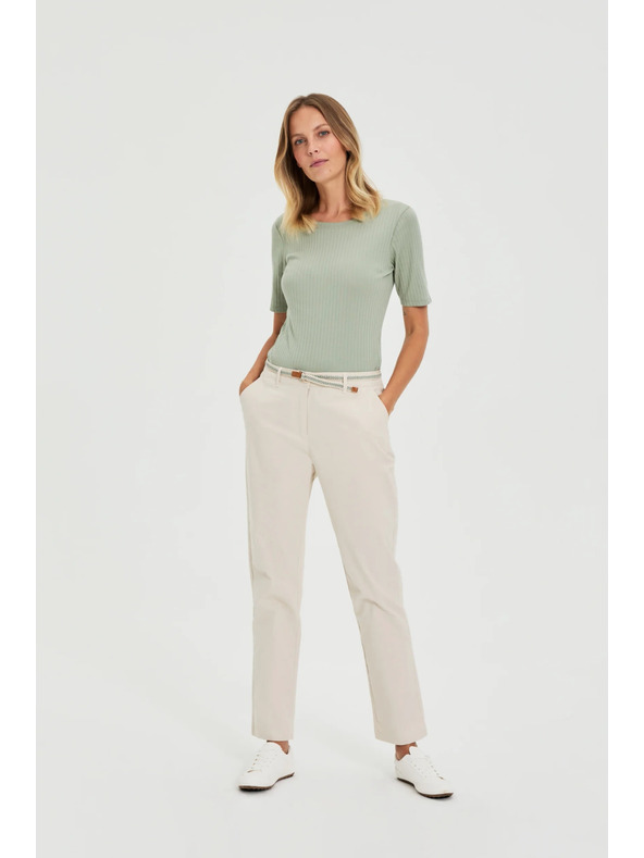 Moodo Olivová blúzka z rebrovaného materiálu Moodo