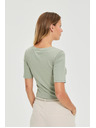 Moodo Olivová blúzka z rebrovaného materiálu Moodo