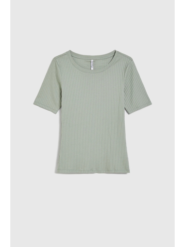 Moodo Olivová blúzka z rebrovaného materiálu Moodo