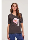 Moodo Blúzka s potlačou hnedá Moodo