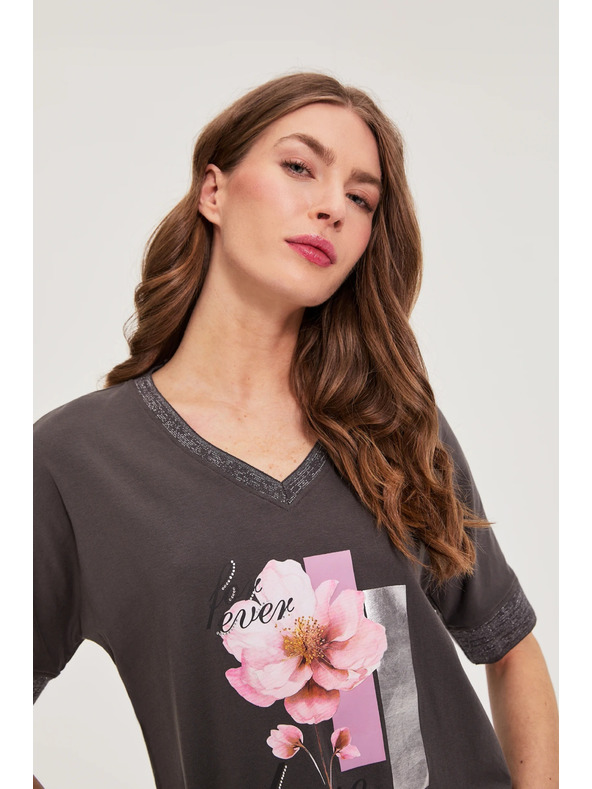 Moodo Blúzka s potlačou hnedá Moodo