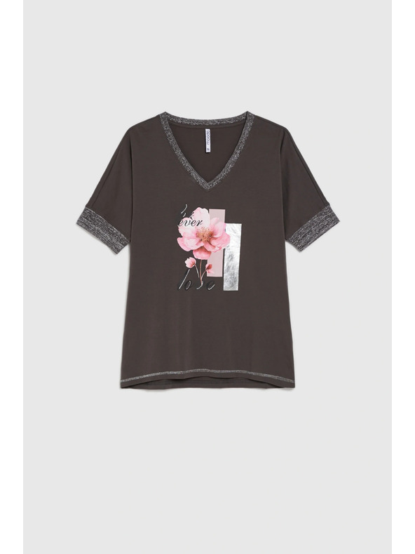 Moodo Blúzka s potlačou hnedá Moodo