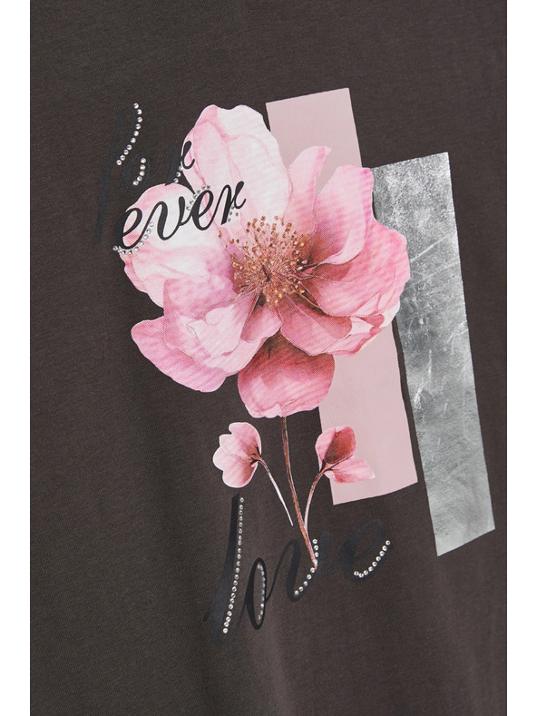 Moodo Blúzka s potlačou hnedá Moodo