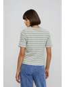 Moodo Bavlnené tričko pruhované olivové Moodo