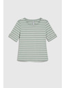 Moodo Bavlnené tričko pruhované olivové Moodo