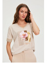 Moodo Blúzka s potlačou béžová Moodo