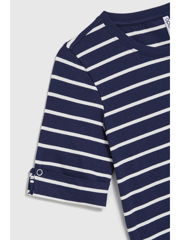 Moodo Bavlnené tričko pruhované tmavo modré Moodo