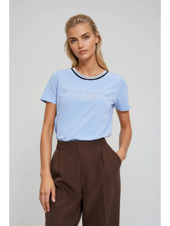 Moodo Blúzka s nápisom svetlomodrá Moodo