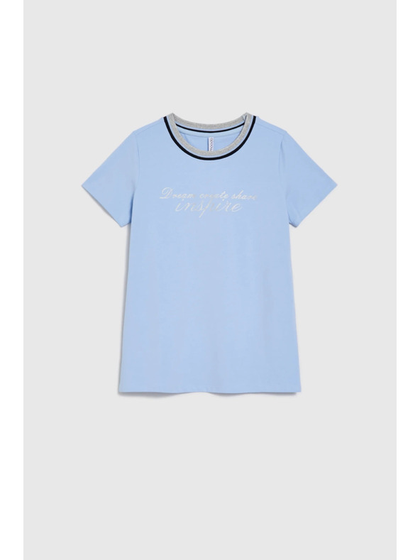 Moodo Blúzka s nápisom svetlomodrá Moodo