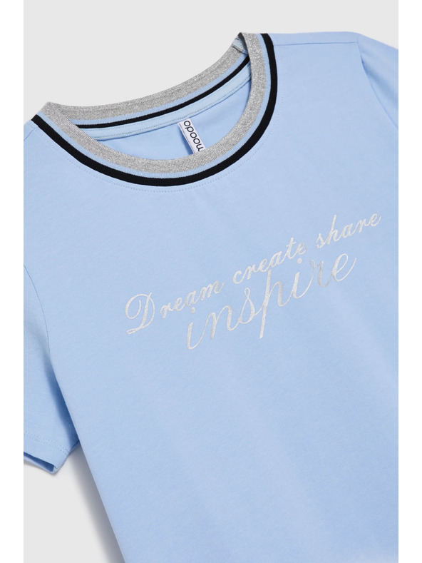 Moodo Blúzka s nápisom svetlomodrá Moodo