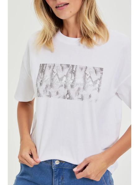 Moodo Bavlnené tričko s potlačou biele Moodo