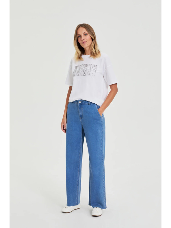 Moodo Bavlnené tričko s potlačou biele Moodo