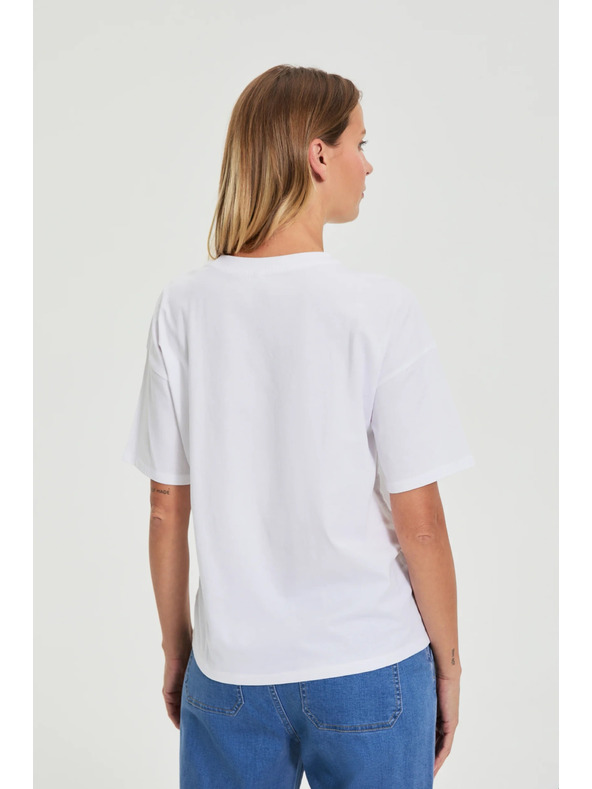 Moodo Bavlnené tričko s potlačou biele Moodo