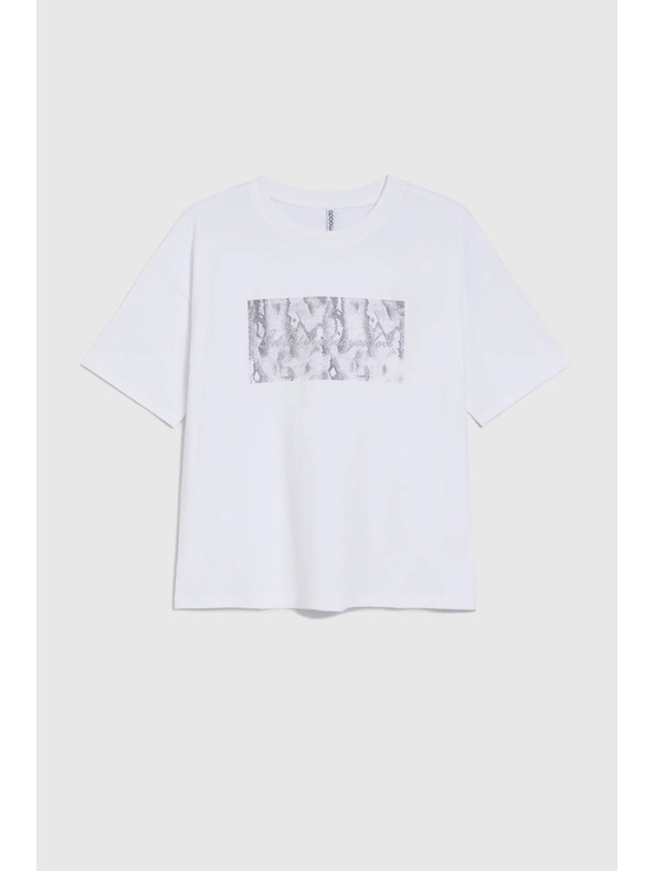 Moodo Bavlnené tričko s potlačou biele Moodo