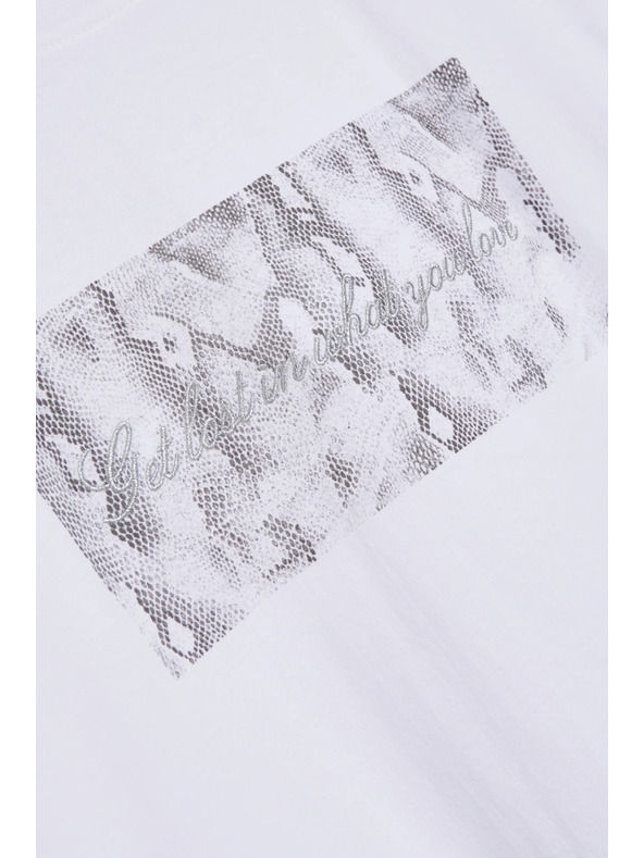 Moodo Bavlnené tričko s potlačou biele Moodo